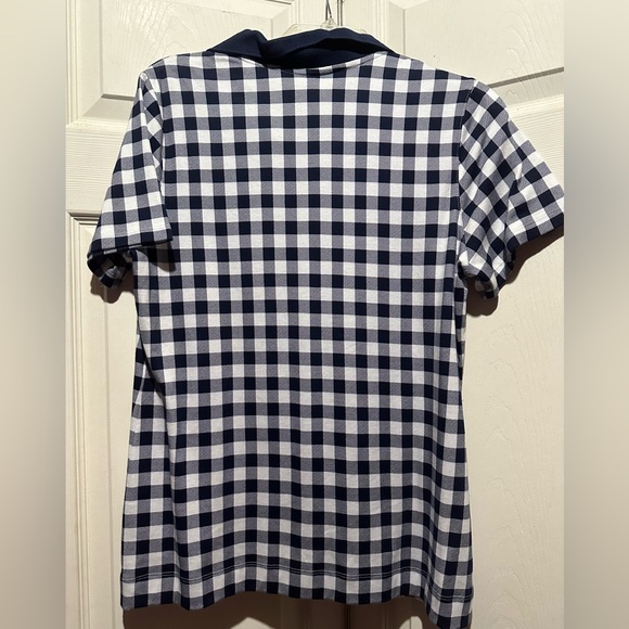 Kim Roger's women's medium collared plaid checked navy perfectly soft tee shirt - Picture 5 of 5